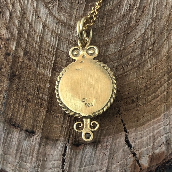 Coral gold plated 925 silver necklace/Handcrafted - Picture 4 of 6